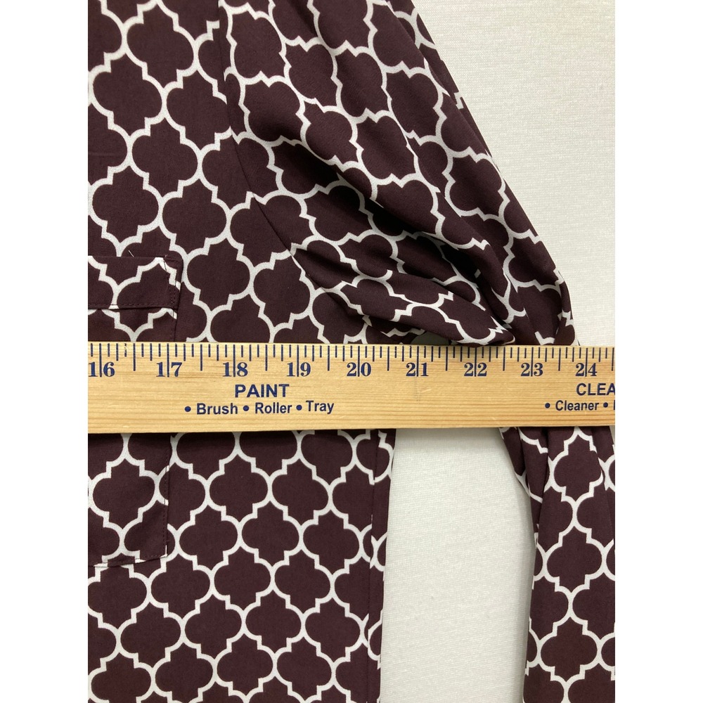 Express Portofino Slim Shirt Large Burgundy Geometric Button Down Office - Picture 4 of 7